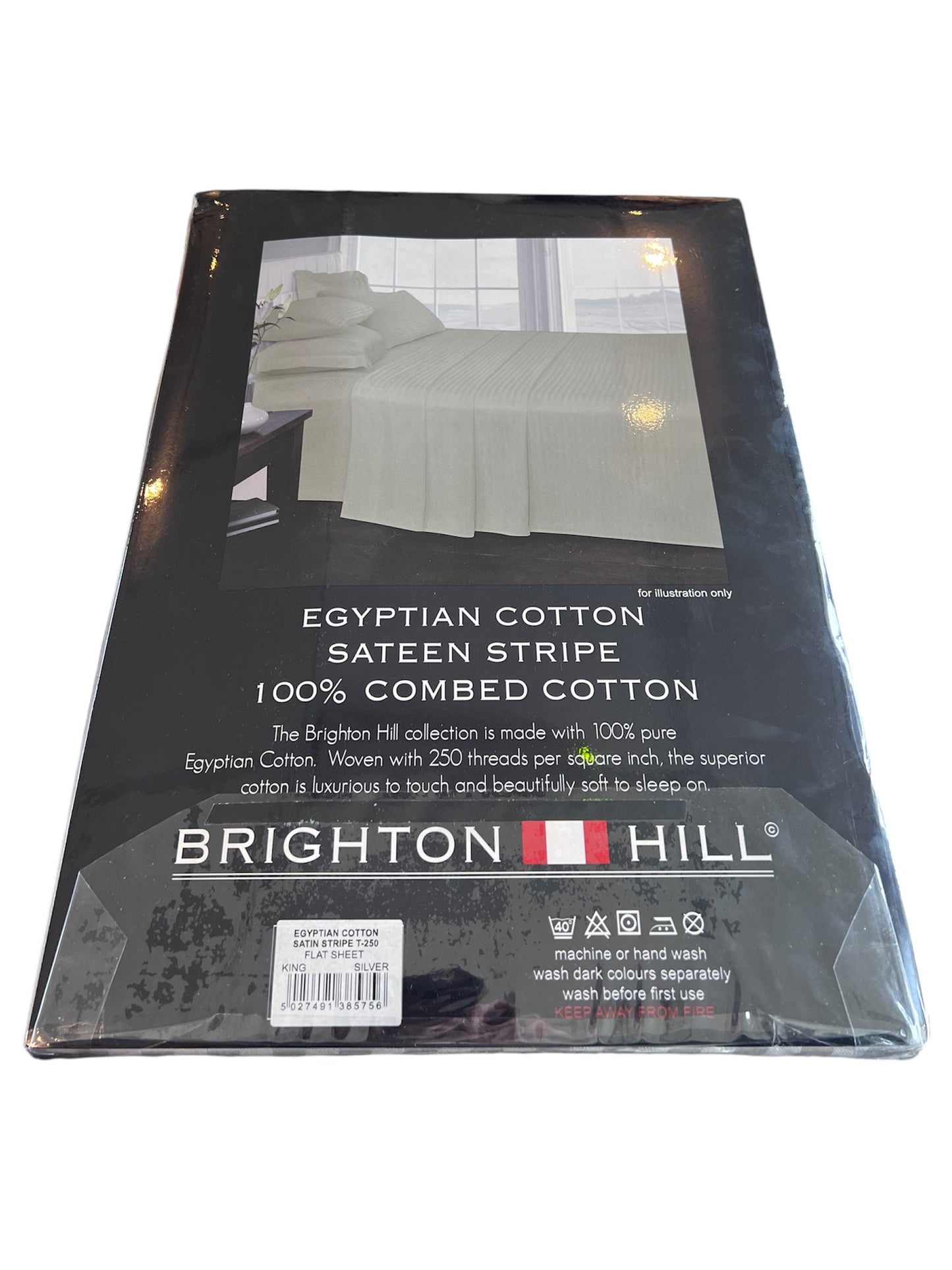 Brighton Hill Egyptian Cotton Sateen Flat Sheet - Silver