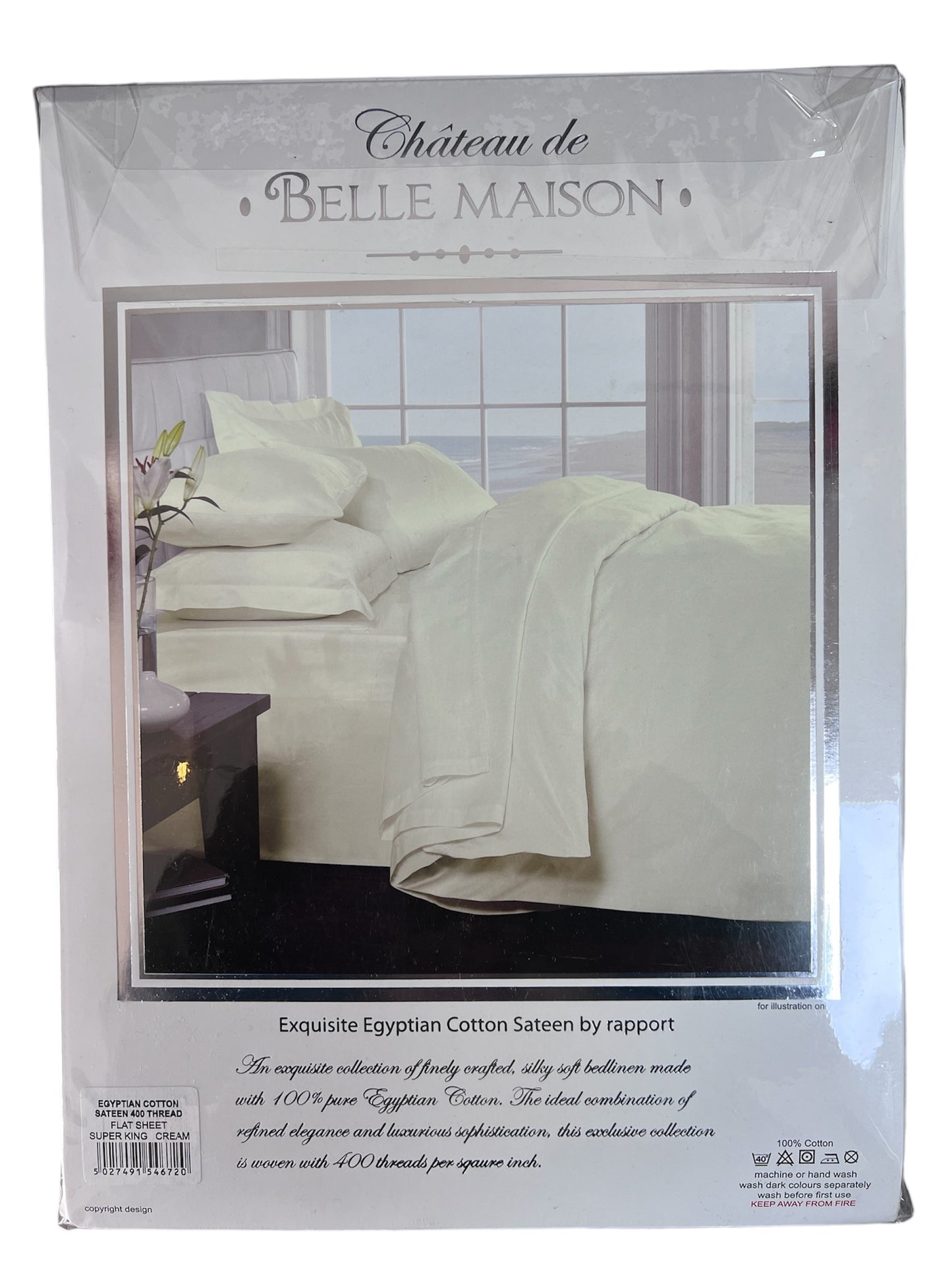 Château de Belle Maison 400 Thread Count 100% Egyptian Cotton Flat Sheet (Cream)
