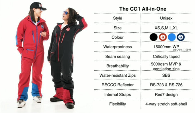 RED7 CG1 All-In-One Ski Suit (Black)