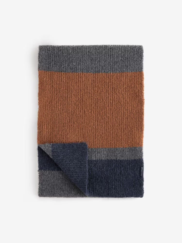 FATFACE Navy Colourblock Hat And Scarf Gift Set