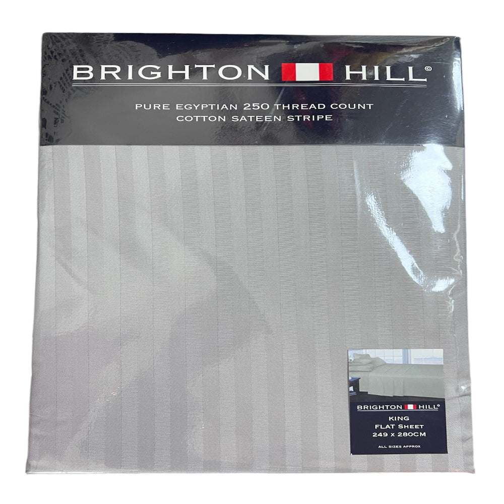 Brighton Hill Egyptian Cotton Sateen Flat Sheet - Silver