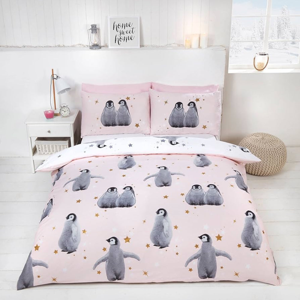 Rapport Starry Penguins Duvet Cover Set - Pink