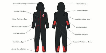 RED7 CG1 All-In-One Ski Suit (Black)