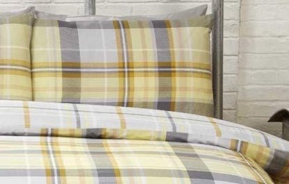 Rapport - Hamilton Check Reversible Duvet Set - Lemon/Grey