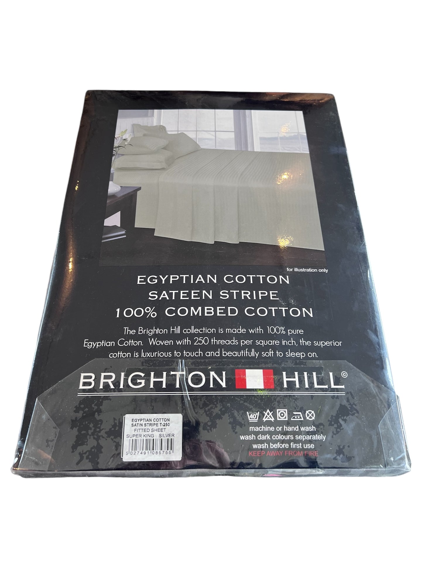 Brighton Hill Egyptian Cotton Sateen Fitted Sheet - Silver