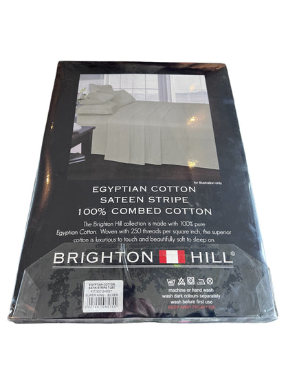 Brighton Hill Egyptian Cotton Sateen Fitted Sheet - Silver