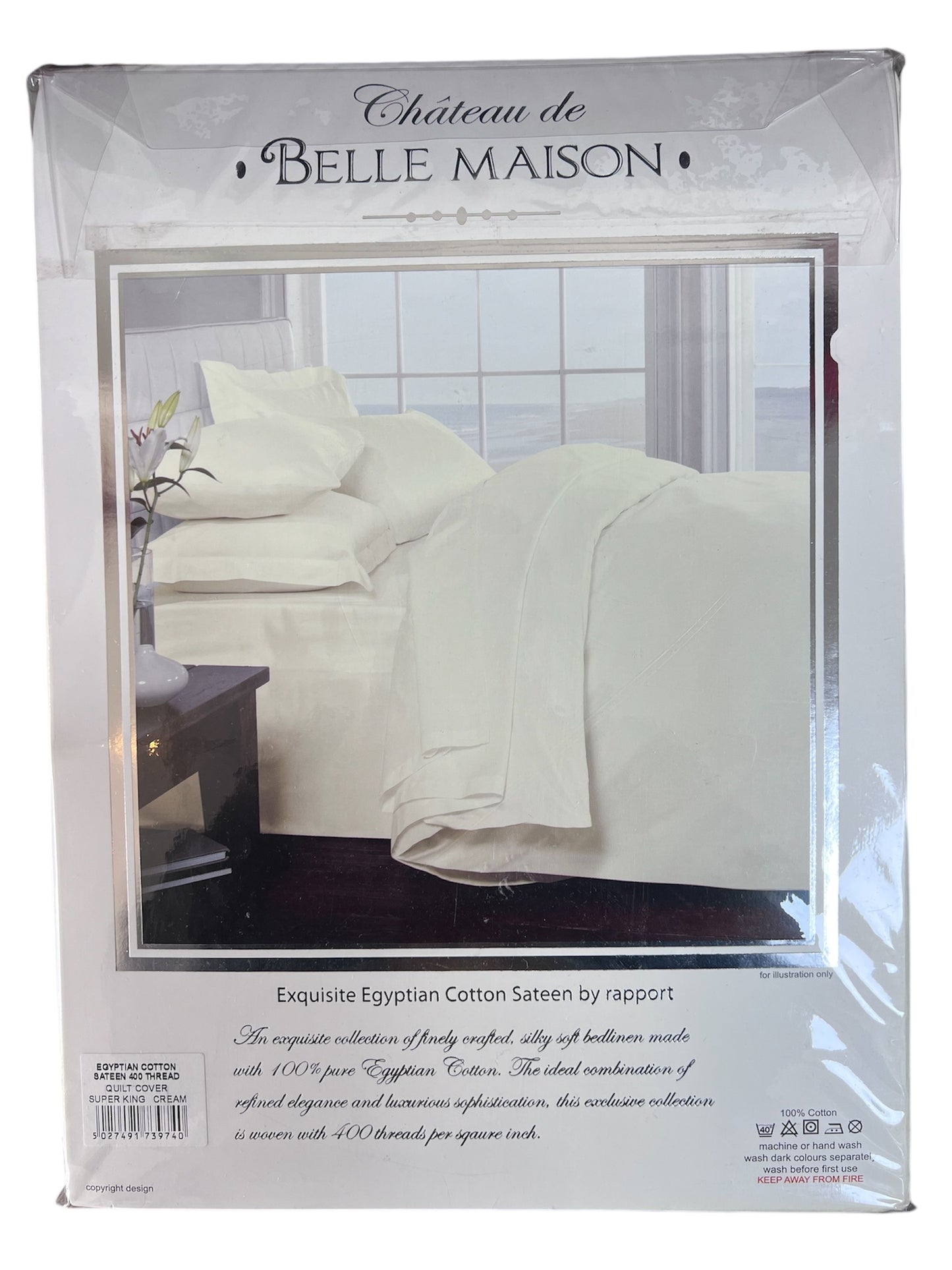 Château de Belle Maison 400 Thread Count 100% Egyptian Cotton Duvet Cover ONLY (Cream)