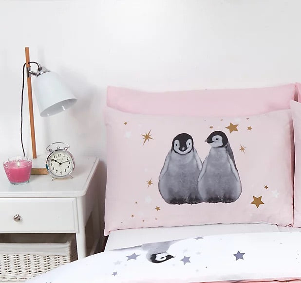 Rapport Starry Penguins Duvet Cover Set - Pink