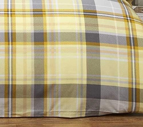 Rapport - Hamilton Check Reversible Duvet Set - Lemon/Grey