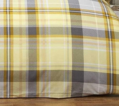 Rapport - Hamilton Check Reversible Duvet Set - Lemon/Grey