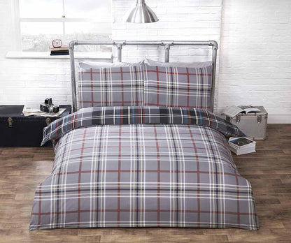 Rapport - Hamilton Check Reversible Duvet Set - Grey